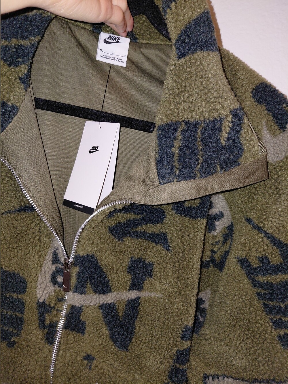 NWT Nike High Pile Olive Green Sherpa Jacket Medium - Picture 5 of 11